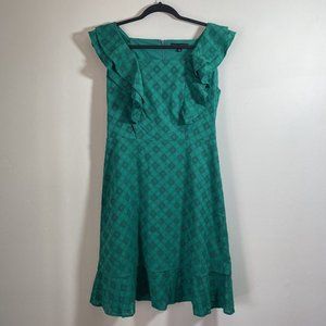 Banana Republic Women’s Dress Size S Eyelet Pinafore Ruffle Green